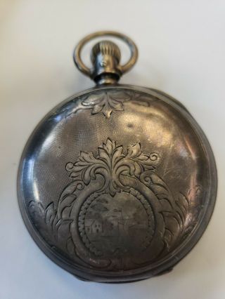 Vintage A M Watch Co.  Waltham Mass Coin Silver Pocket Watch