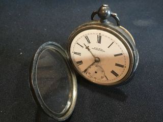 Large Early Antique Sterling Silver American Waltham Key Wind Pocket Watch