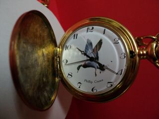 Phillip Crowe Pocket Watch By Majestic/a Wooden Box/chain