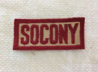 Rare Vintage White Embroidered Socony (standard Oil Company Of York) Patch