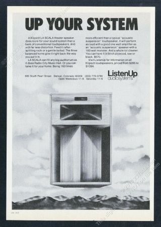 1976 Klipsch La Scala Speakers Photo Vintage Print Ad