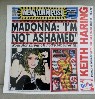 2000 Print Ad,  Keith Haring Art Exhibit,  Deitch Projects,  Madonna,  York Post