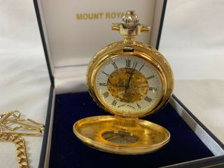Mount Royal Gold Plated Double Hunter Pocket Watch With Chain