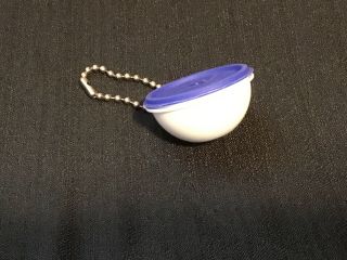 Tupperware White Bowl With Removable Blue Lid Collectible Keychain