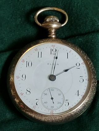Antique 1911 Elgin 18s Size Pocket Watch Gold Filled 17 Jewels Model 5 Grade 336