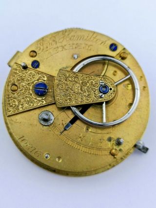 Hexham Maker Vintage Fusee Pocket Watch Movement For Repair (h53)