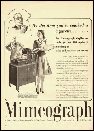 1940 Vintage Ad For Mimeograph/a.  B.  Dick Company,  Chicago (010113)