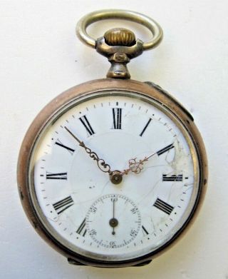 18 Ligne Swiss Pin Set Pocket Watch For Repair - With.  800 Silver Case