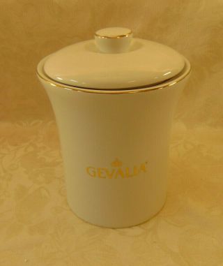 Gevalia Ceramic Coffee Canister With Silicone Seal Lid - White With Gold Trim