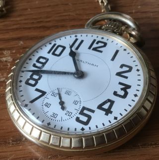 Waltham Pocket Watch & Simmons GF Watch Chain 16b 17 Jewel Runs 3