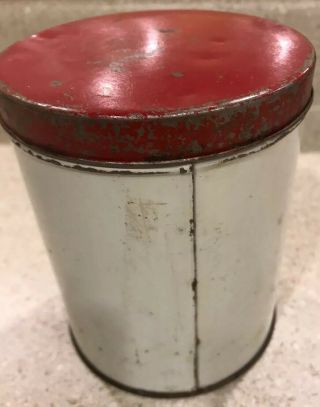 Vtg 1930s 1940s Metal Canister Red Lid Storage Tin Primitive Patina