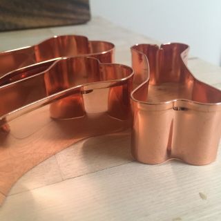 Set of 3 Copper Dog Bone Cookie Cutters,  4 