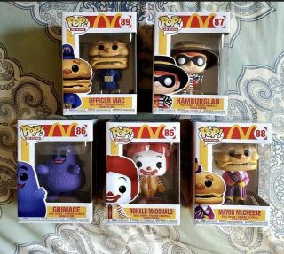 Funko Pop Ad Icon: Mcdonalds Complete Set Of 5 Figures - In Hand - Ready To Ship