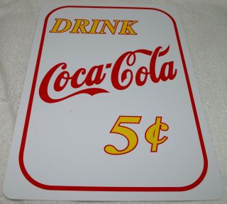 Coca Cola Coke Sign Drink Coca Cola 5 Cents Plastic Sign 8 1/2 " X 12 "