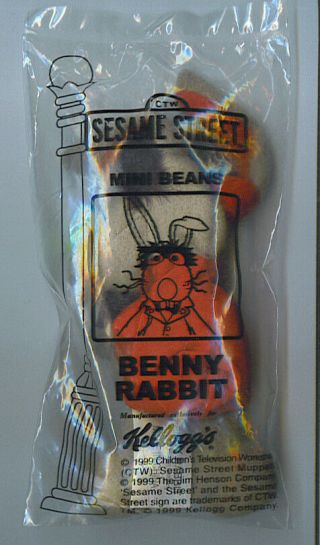 BENNY RABBIT SESAME STREET Mini Beans KELLOGG ' S cereal toy bunny 2