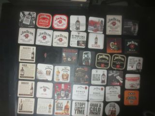 37 Different Jim Beam Bourbon Whiskey Australian Issue,  Coasters " 1 Is Leather "