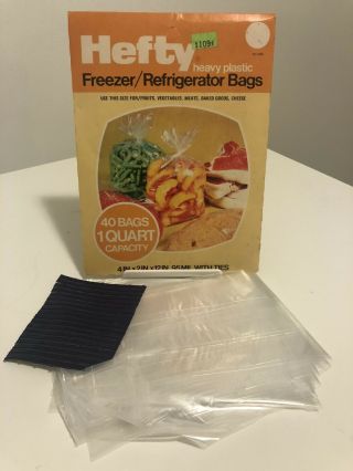 Hefty Plastic Quart Freezer/refrigerator Bags Vintage 70 