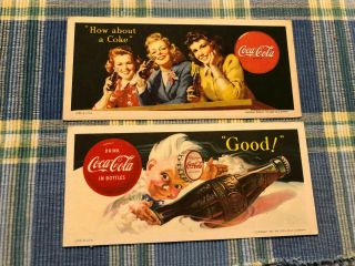 1953 & 1954 Coke Coca - Cola Advertising Ink Blotter Women / Sprite Boy Nr