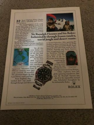 Rolex Gmt - Master Ii Oyster Perpetual Chronometer Print Ad Sir Ranulph Fiennes