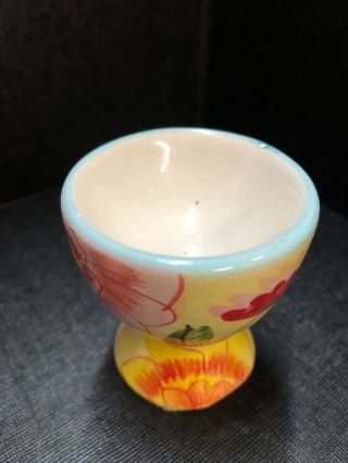 Vintage Easter Egg Yellow Cup With Colorful Flowers By Michele Castaigne