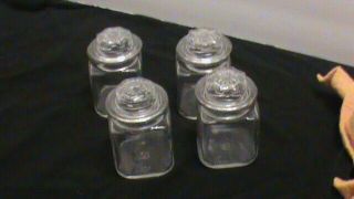 Anchor Hocking 3.  25 " Tall Square Storage Glass Jar With Lid Set Of 4,  Kt1