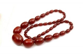 Antique Cherry Amber Bakelite Faturan Beads Necklace Marbled 71.  5g