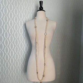 Chanel Opera Length Baroque Pearl Crystal Chicklet Sautoir Necklace 1981