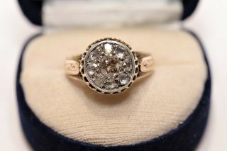 Antique Ottoman 14k Gold Natural Diamond And Rose Cut Diamond Decorated Ring