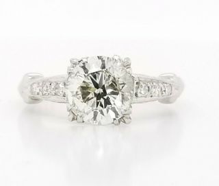 Vintage Platinum Engagement Ring 1.  36ct.  Natural Round Diamond Shape I1 - J