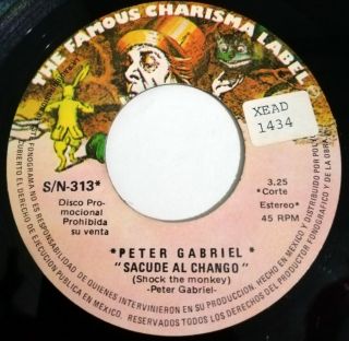 Peter Gabriel Shock The Monkey 7 " Vinyl Promo Single 1983 Mexico Mono Stereo
