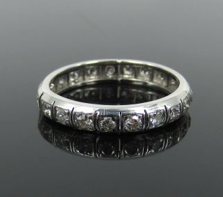 Antique 0.  75ct Old Cut Diamond & Platinum Domed Eternity Band