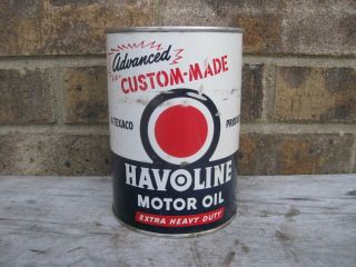 Vintage Havoline Advanced Custom - Made Motor Oil One Quart Metal Can