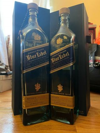 Johnnie Walker Blue Label Empty Whiskey Bottles W/ Gift Box 750 Ml & 1000 Ml