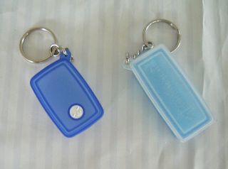 Two Plastic Tupperware Mini Key Chains Rectangular Containers