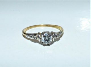 Victorian 18ct Gold Platinum Diamond Solitaire Ring 0.  5 Carat Engagement Uk T