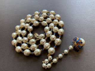 Sign Miriam Haskell Huge Baroque Champagne Pearls Rhinestone Necklace Jewelry