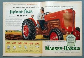 8x11 4 Pg 1957 Massey Harris Tractor Ad Mh 50 Mh 444 & Mh 333 Models