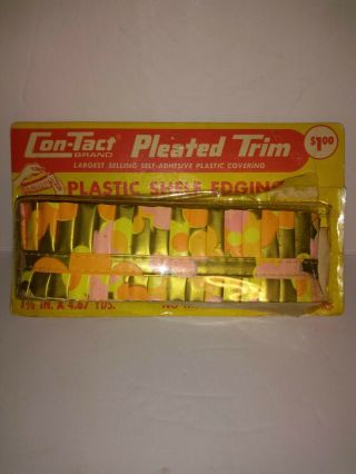 In Package Vintage Con - Tact Pleated Plastic Shelf Trim Yellow Gold Orange