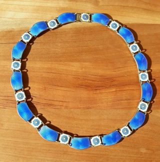 David - Andersen Of Norway Blue White Guilloche Necklace