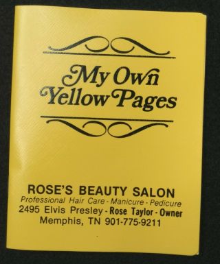 Vintage Address/phone Book My Own Yellow Pages Elvis Presley Memphis Collectible