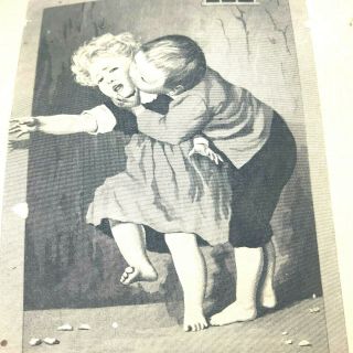 April 1,  1893 Leavenworth Linseed Oil Kansas Trade Card Boy Kissing Girl (p