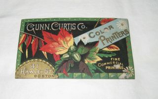Uncommon 19th C.  Salesman’s Sample Trade Card “gunn Curtis Co.  Fine Commercial P