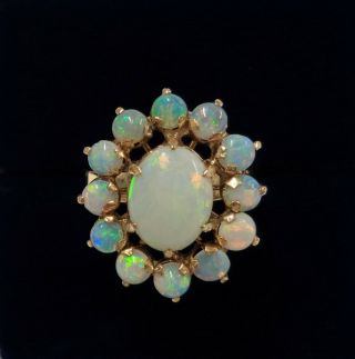 Vintage Natural Opal Cluster Ring 750 18ct Yellow Gold - Size N (us 6.  75)
