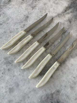 Vintage Set Of 6 Quikut Steak Knives - Ivory