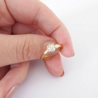 18ct Gold 67 Point Old Mine Cushion Cut Diamond Ring,  Victorian Large