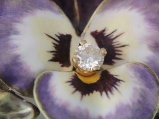 LG.  ART NOUVEAU SOLID 14K GOLD & DIAMOND ENAMEL PANSY FLOWER PIN A.  J.  HEDGES 3