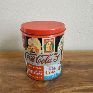 Coca Cola 5 Cents 1994 Vintage Tin Round Container Pittsburgh Steelers