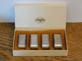 International Silver Pewter Set Of 4 Oval Napkin Bands Rings 27778/4s