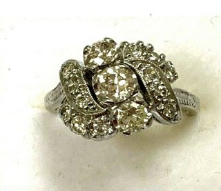 Estate Vintage 14k White Gold Diamond Ring