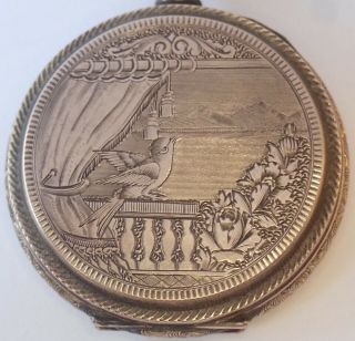 Fine Antique Victorian Engraved Gold Filled Bird Elgin Pocket Watch Pendant